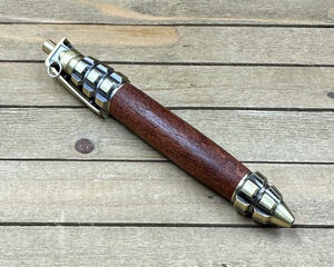 Mesquite wood and antique brass pineapple grenade pen