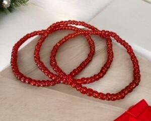 Red seed rocaille glass beaded stretchy bracelet.  Sold as a set of three.  Add more bracelets to the stack! 