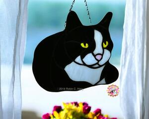 Tuxedo Cat Suncatcher in black