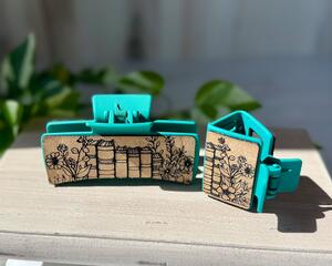 Book Lover's Engraved Claw Hair Clip Set