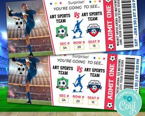 Editable Soccer Sports Game Event Ticket Template