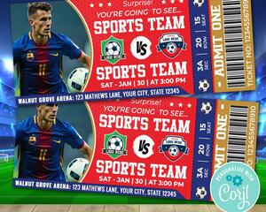 DIY Soccer Sports Game Event Ticket Stub Template