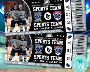 DIY Hockey Sports Game Event Ticket Stub Template