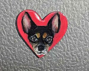 chihuahua heart shaped mini magnets