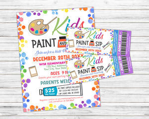 DIY Kids Sip and Paint Ticket and Flyer Bundle | Kids Event Template