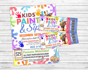 DIY Kids Paint and Sip Bundle | Ticket and Flyer Template
