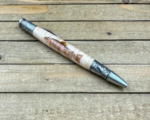 Rainbow trout on curly maple ballpoint pen