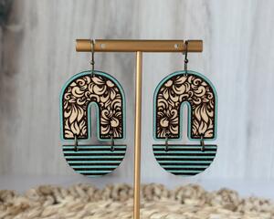 faux tooled leather earrings, western boho earrings, southwest earrings