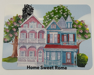 Historic Georgia homes featuring local city clock of Rome GA