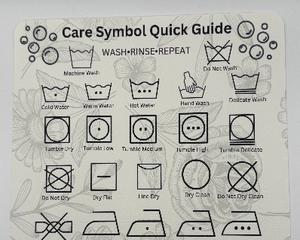8x8 wall art for laundry room showing most commonly used care symbols for laundering your favorite items.