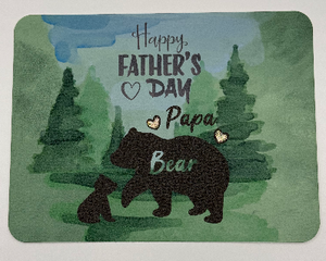 Watercolor forest Father’s Day design featuring 2 bears, one for baby and one for papa