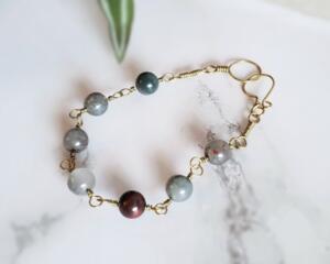 Gold Sterling Silver Bloodstone Gemstone Bracelet