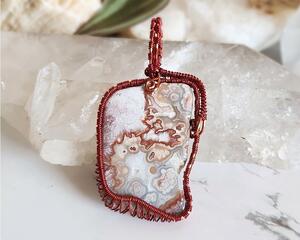 Crazy Lace Agate Reversible Pendant