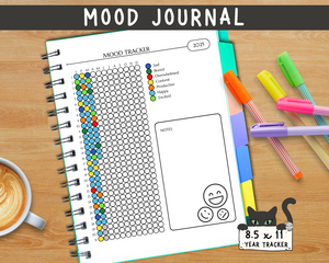 bullet journal, bujo, mood journal, daily mood tracker, emotional wellness journal, mood log, mental health journal, self-care journal
