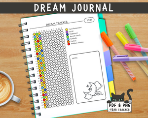 Dream tracker, dream journal, sleep log, nightly tracker, dream analysis, dream diary, sleep tracker, bujo dream log,  dream reflection