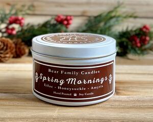 Lilac scented soy candle in 6oz tin.