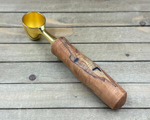 Gold plated figured maple wood coffee scoop