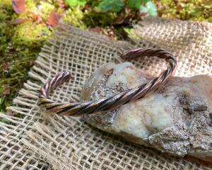 Hand Forged Four 10 Gauge Solid Copper Wires Twisted Cuff Bracelet - large size