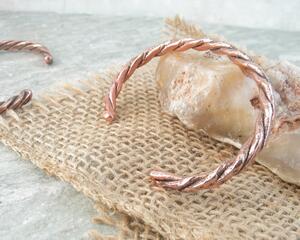 Hand Forged Three 10 Gauge Solid Copper Wires Twisted Cuff Bracelet - medium size