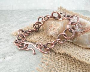 Hand Forged 10 gauge Solid Copper Wire Chain Link Bracelet