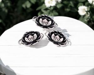 3 silver lotus flower links to be used by jewelry artists in their jewelry