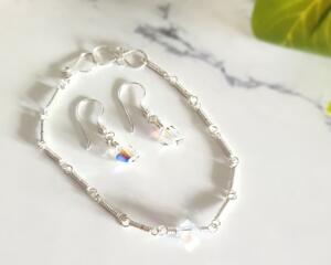 Vintage Crystal Sterling Silver Jewelry Set