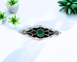 Victorian-looking silver component with malachite stone