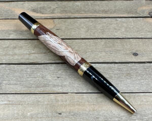 Dark gunmetal and gold praying hands ballpoint pen