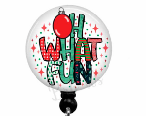 Oh What Fun Christmas design on a retractable black badge reel