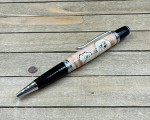 Teddy bear golden doodle pen with chrome components 