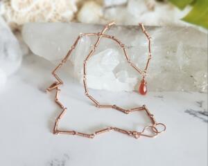 Delicate Carnelian Gemstone Copper Wire Wrapped Necklace