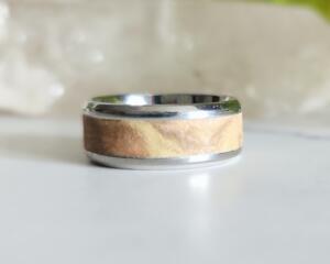 Sandstone Polymer Clay Glow in the Dark Stainless Steel Ring