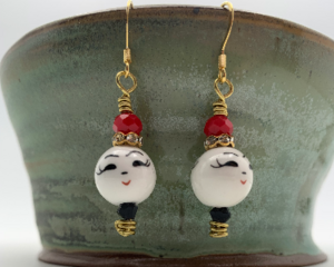 Round Bead Shape Face Drop Earrings Beautiful Eclectic Designs With Gold Tone Nickel Free Ear Wires Jewelry Accessories Whimsical Earrings