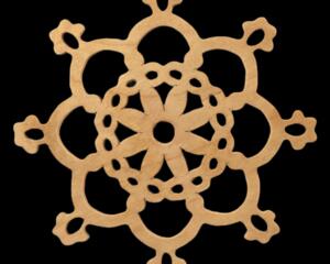 Alt Text: Handmade Wooden Victorian Style Fretwork Snowflake Shaped Christmas Tree Ornament