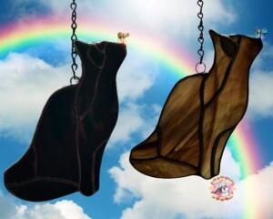 Cat with Crystal Butterfly shown in- Black (l), Varigated Brown (r).