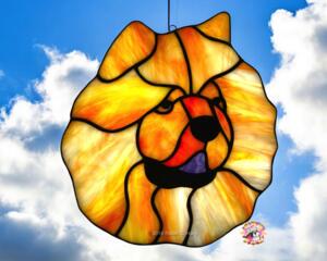 Chow Chow Stained Glass Suncatcher-Orange