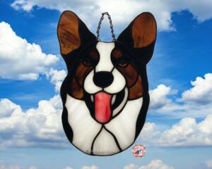 Cardigan Cardigan Welsh Corgi Suncatcher-Black and White (with brindle points.