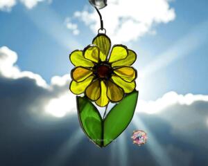Sunflower stained glass suncatcher.