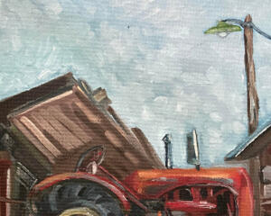 Farm Tractor Original Chris Wakefield Oil Painting on Canvas "Gem"