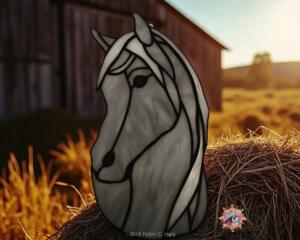 Arabian Horse- gray- by Robin C. Hary of Robin's Glass World