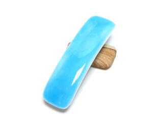 Blue fused glass French barrette
