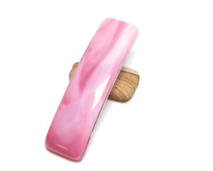 Pink fused glass French barrette