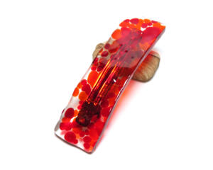 Red fused glass French barrette
