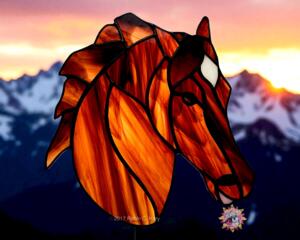 Morgan Horse Suncatcher by Robin C. Hary- shown in chestnut with star marking.