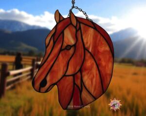 Quarter Horse Stained Glass Suncatcher by Robin C. Hary in Light Chestnut