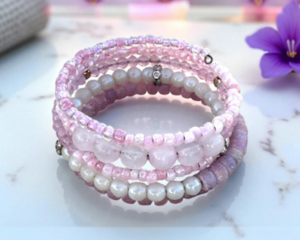This is a beautiful handmade memory wire bracelets that wraps 5 times.