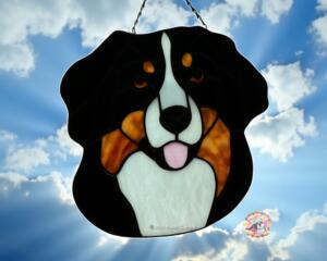 Bernese Mountain Dog Stained Glass Suncatcher