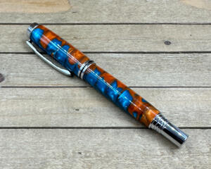 Resin rollerball pen in turquoise and copper 