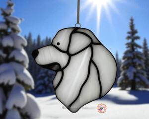 Great Pyrenees stained glass ornament