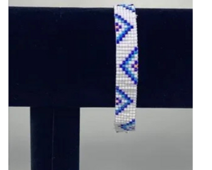 Traditional Native American Indian Style Bracelet , blue white and orange.